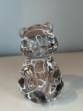 Fenton Clear Glass Sitting Bear Figurine Paperweight